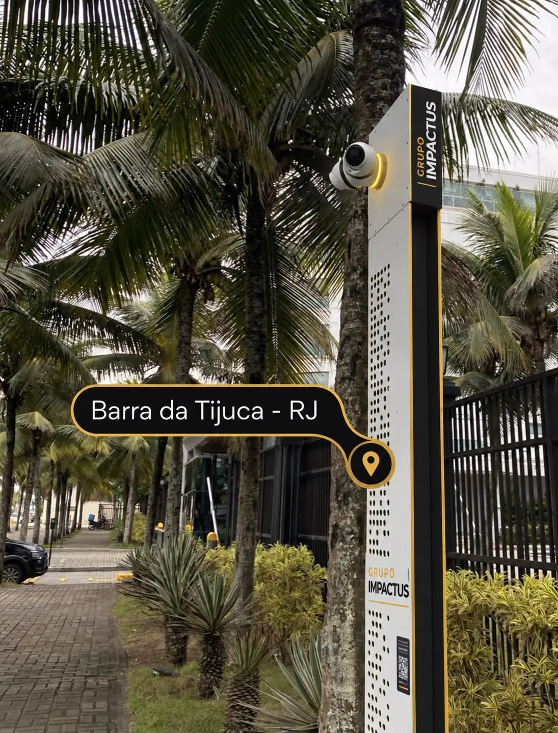 Poste de monitoramento Impactus instalado na Barra da Tijuca, Rio de Janeiro